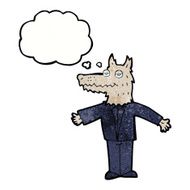 cartoon wolf with thought bubble N22
