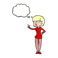 cartoon woman wearing spectacles with thought bubble N44
