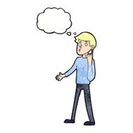 cartoon man asking question with thought bubble N52