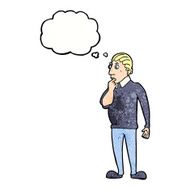 catoon curious man with thought bubble N3