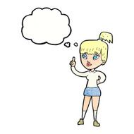 cartoon attractive girl with idea thought bubble N11