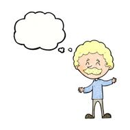 cartoon happy man with mustache thought bubble N11