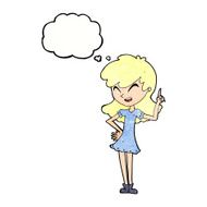 cartoon girl making point with thought bubble N11