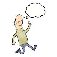 cartoon bald man with idea thought bubble N22