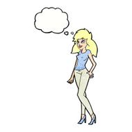 cartoon pretty woman with thought bubble N292
