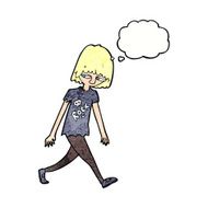 cartoon teenager with thought bubble N11