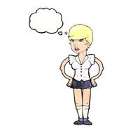 cartoon woman with hands on hips thought bubble N238