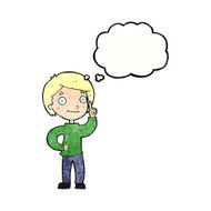 cartoon boy with idea thought bubble N72