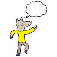 cartoon wolf man with thought bubble N57