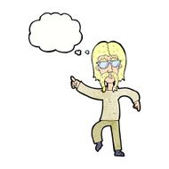 cartoon hippie man wearing glasses with thought bubble N11