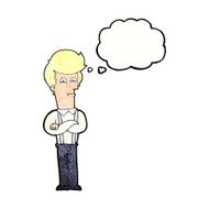cartoon annoyed man with thought bubble N85