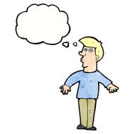 cartoon surprised man with thought bubble N148