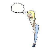 cartoon attractive girl with thought bubble N19