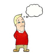 cartoon friendly man with thought bubble N21