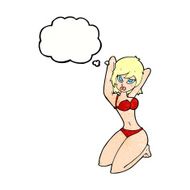 cartoon sexy woman posing with thought bubble N9