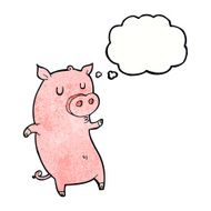 funny cartoon pig with thought bubble N6
