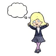 cartoon happy girl with thought bubble N94