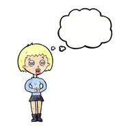 cartoon suspicious girl with thought bubble N11