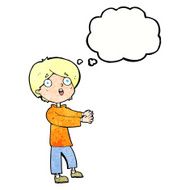 cartoon shocked boy with thought bubble N32
