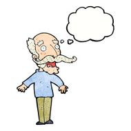 cartoon old man gasping in surprise with thought bubble N9