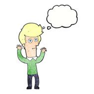 cartoon shocked man with thought bubble N119