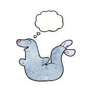 cartoon seal with thought bubble N20