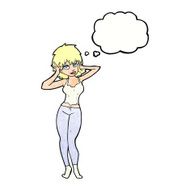 cartoon pretty woman with thought bubble N293