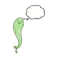 cartoon spooky ghost with thought bubble N50