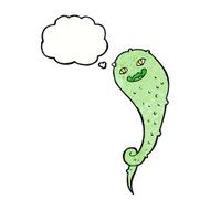 cartoon spooky ghost with thought bubble N51