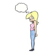 cartoon pretty woman with thought bubble N294