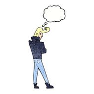 cartoon cool guy with thought bubble N10