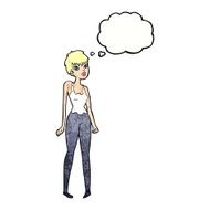 cartoon pretty woman with thought bubble N295