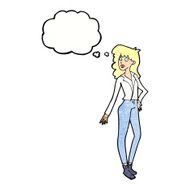 cartoon pretty woman with thought bubble N297