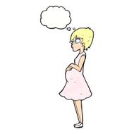 cartoon pregnant woman with thought bubble N21