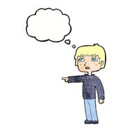cartoon boy pointing with thought bubble N31