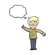 cartoon man asking question with thought bubble N53