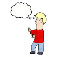 cartoon man gesturing with thought bubble N33