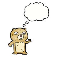 cartoon waving teddy bear with thought bubble N40