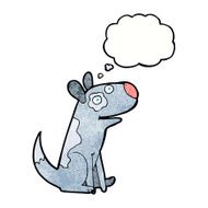 cartoon happy dog with thought bubble N91