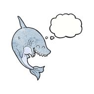 cartoon shark with thought bubble N43
