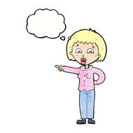 cartoon pointing woman with thought bubble N32
