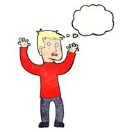 cartoon terrified man with thought bubble N244