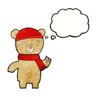 cartoon waving teddy bear with thought bubble N41