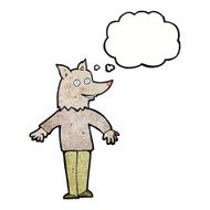 cartoon happy werewolf with thought bubble N7