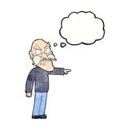 cartoon furious old man with thought bubble N9