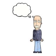 cartoon dad shrugging shoulders with thought bubble N11