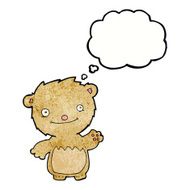 cartoon waving teddy bear with thought bubble N42