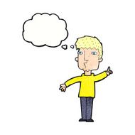 cartoon man raising point with thought bubble N11
