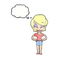 cartoon woman with hands on hips thought bubble N239