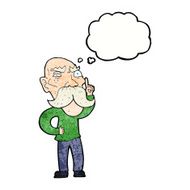 cartoon annoyed old man with thought bubble N74